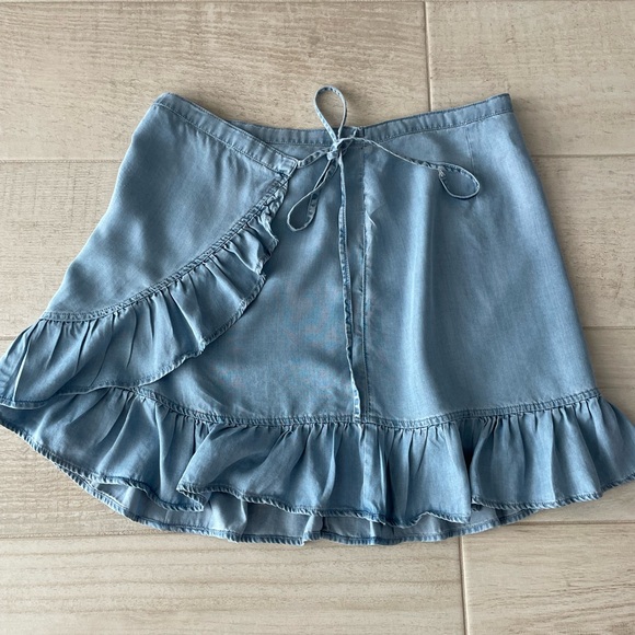 ASOS chambray wrap mini skirt UK size 14 (US 10) - Picture 2 of 4